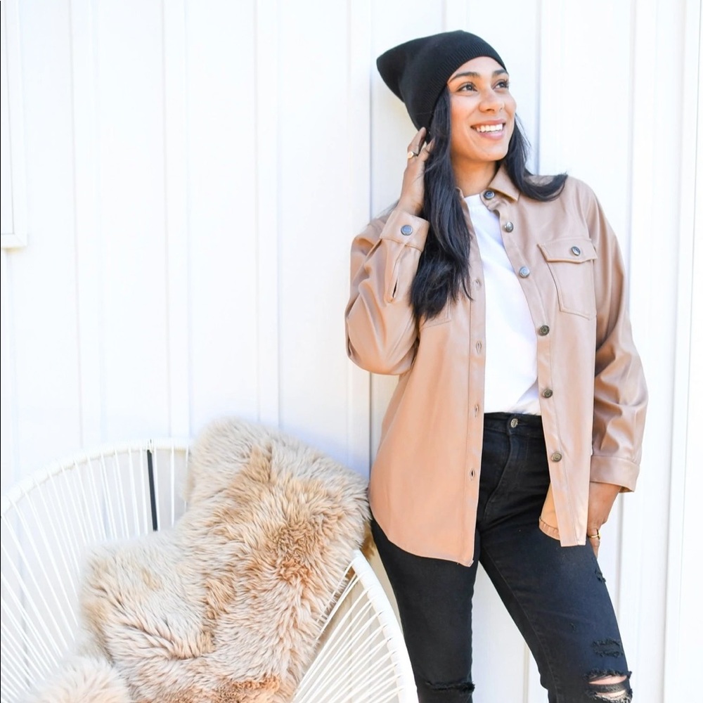 Faux Leather Shacket